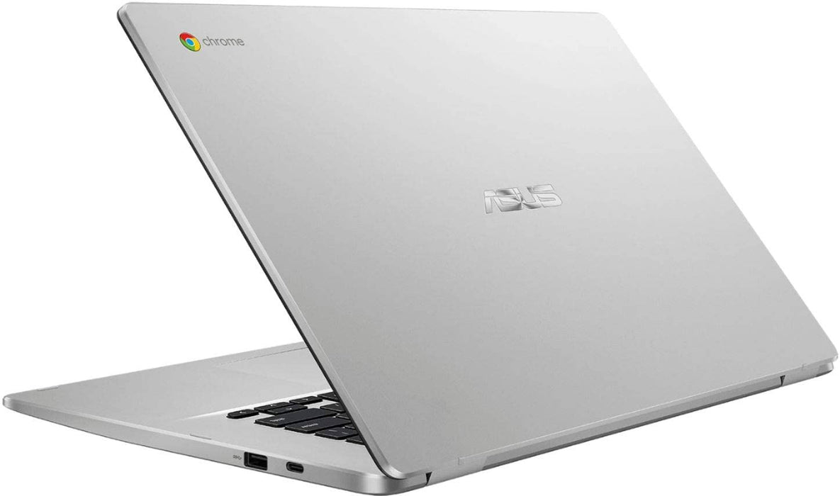 Asus Chromebook C523 15.6" HD Nanoedge Display with 180 Degree Hinge Intel Dual Core Celeron Processor, 4GB RAM, 64GB Emmc, Silver Color, C523NA-BCLN6