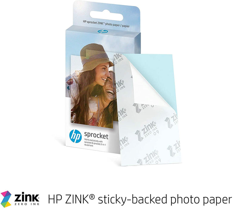 HP Sprocket Portable 2X3 Inch Instant Photo Printer (Black Noir) Print Pictures on Zink Sticky-Backed from Your Ios & Android Device