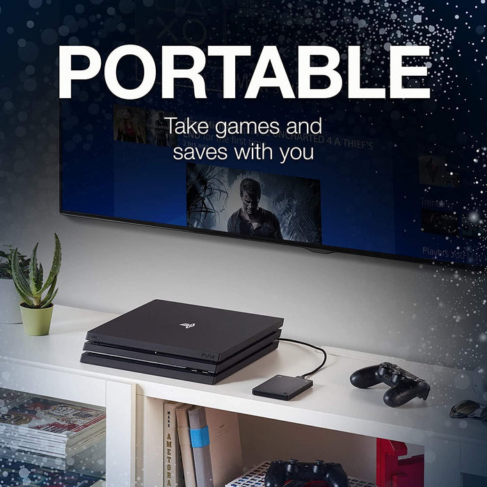 Seagate Game Drive for PS4, 2TB, Portable External Hard Drive, Compatible with PS4 and PS5 (STGD2000200)