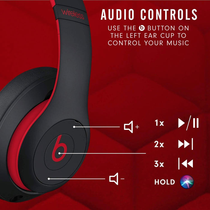 Use the headphone button on the left ear cup to control the music playback