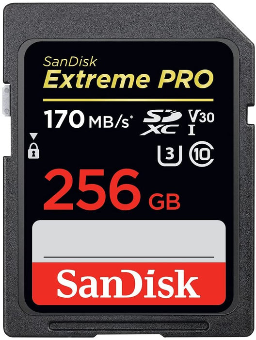 SanDisk Extreme PRO 256GB SDXC Memory Card up to 170MB/s, UHS-1, Class 10, U3, V30