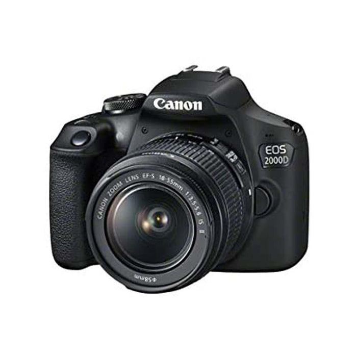 Canon EOS 2000D DSLR Camera and EF-S 18-55 mm f/3.5-5.6 IS II Lens, Black
